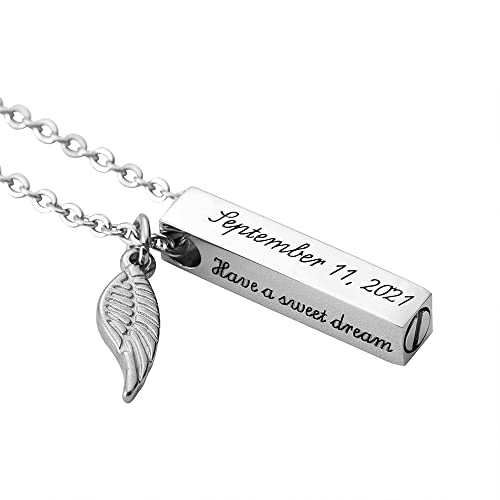 BYFDIY Individuelle Urnen-Halskette für Mensch oder Haustier, Asche, Edelstahl, personalisierbar, Gedenkschmuck, gravierter Bar-Anhänger für Verlust und Erinnerung BYFDIY Individuelle Urnen-Halskette für Mensch oder Haustier, Asche, Edelstahl, personalisierbar, Gedenkschmuck, gravierter Bar-Anhänger für Verlust und Erinnerung von BYFDIY