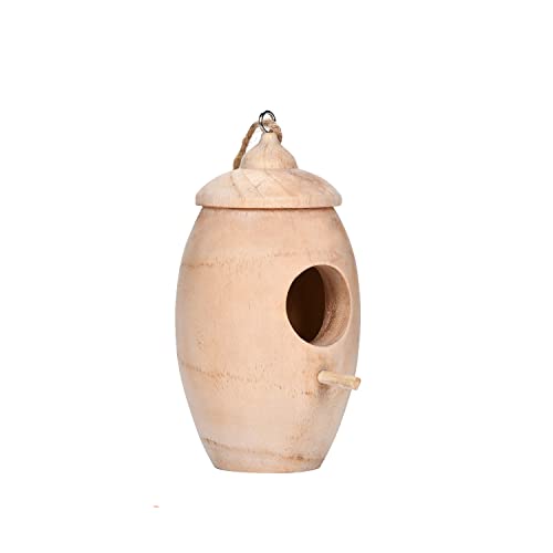 Holz Vogelhaus Nistkasten zum Aufhängen Outdoor Vogelnest Käfig Nisthöhlen für Vögel Kleine Vogel Nistkästen Schwingendes Vogelnest für Wildvögel Gartenvögel Garten Dekoration, 12cmx7.3cm von BYNYXI