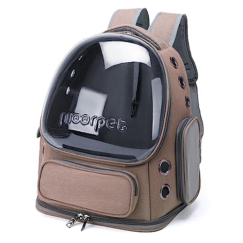 Katzenrucksack mit fenster, Transportrucksack für katzen Kleine Hunde bis 7.5kg Haustier Raumkapsel Rucksack Oxford Tragetasche Atmungsaktive Pet Carrier Rucksack für Reisen Wandern,34cmx27cmx42cm von BYNYXI