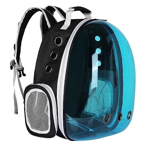 Transparent Pet Carrier Backpack for Cats Puppies Travel Hiking Outdoor Adventures Lake Blue von BYNYXI