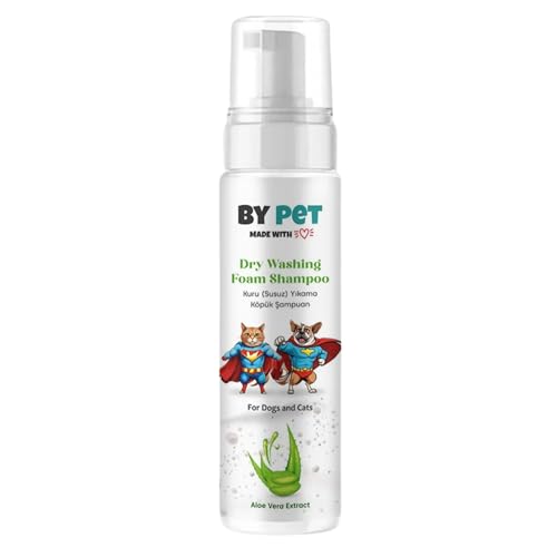 BYPET Trockenwasch- und Pflegeshampoo für Katzen und Hunde, Hundeshampoo Katzenshampoo, Feder-Hautpflegeschaum mit Aloe Vera-Anteil, 200 ml BYPET Trockenwasch- und Pflegeshampoo für Katzen und Hunde, Hundeshampoo Katzenshampoo, Feder-Hautpflegeschaum mit Aloe Vera-Anteil, 200 ml von bypet