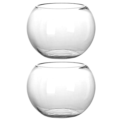 Runde Terrarienschale Glas Teelicht Kerzenhalter Miniatur Glas Aquarium Luftpflanze Pflanzer Blasenvase Goldfischglas Mini Fischglas Vase 2St (Size : 12x12cm) von BYWXW
