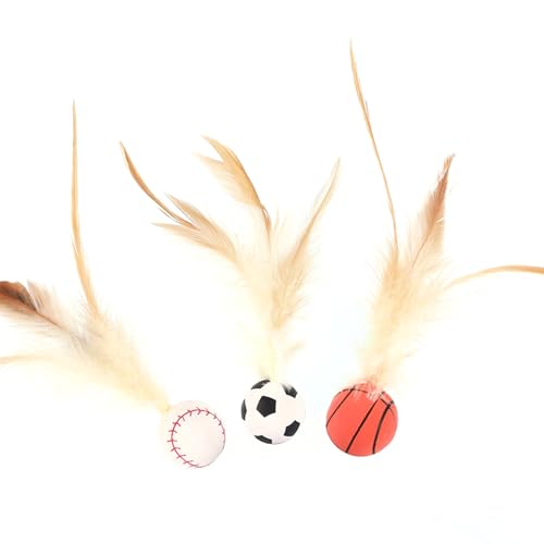 BYYLECL Katzen-Hüpfball mit Feder, Hüpfschwanz-Spielzeug für Indoor-Katzen, interaktives Federball-Spielzeug-Set für Katzen drinnen und draußen, Spielinteraktionspaket BYYLECL Katzen-Hüpfball mit Feder, Hüpfschwanz-Spielzeug für Indoor-Katzen, interaktives Federball-Spielzeug-Set für Katzen drinnen und draußen, Spielinteraktionspaket von BYYLECL