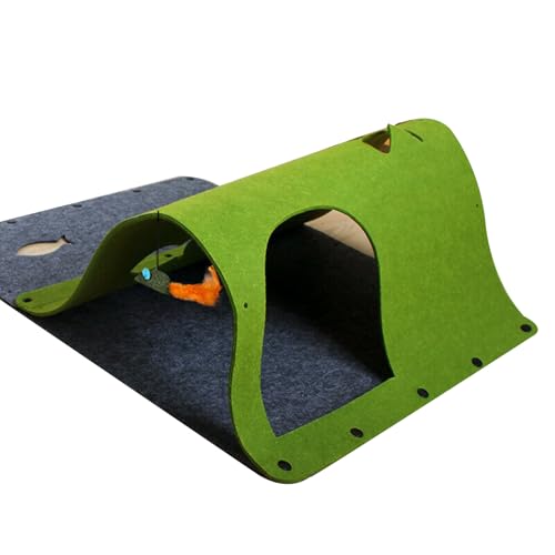 BYYLECL Katzenbett, Multifunktionales Knopf-Patchwork-Katzenhaus - Katzentunnel für Indoor-Spiel, Grün von BYYLECL