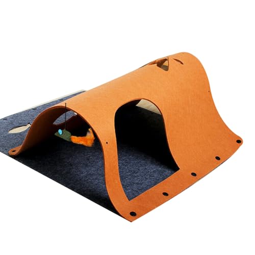 BYYLECL Katzenbett, Multifunktionales Knopf-Patchwork-Katzenhaus - Katzentunnel für Indoor-Spielen, Braun von BYYLECL