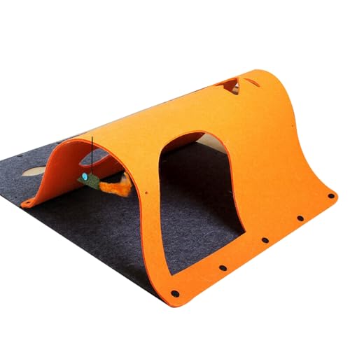 BYYLECL Katzenbett, Multifunktionales Knopf-Patchwork-Katzenhaus - Katzentunnel für Indoor-Spielen, Orange von BYYLECL