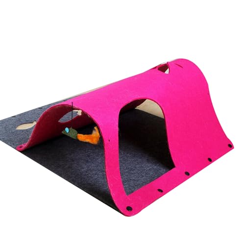 BYYLECL Katzenbett, Multifunktionales Knopf-Patchwork-Katzenhaus - Katzentunnel für Indoor-Spielen Rosenrot von BYYLECL