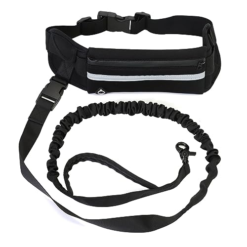 Hund mit Taillengürtel zum Laufen, Walken, Training, Wandern, verstellbarer Hüftgurt und Tasche, ideal für mittelgroße bis große Hunde, schwarz Hund mit Taillengürtel zum Laufen, Walken, Training, Wandern, verstellbarer Hüftgurt und Tasche, ideal für mittelgroße bis große Hunde, schwarz von BYYLECL