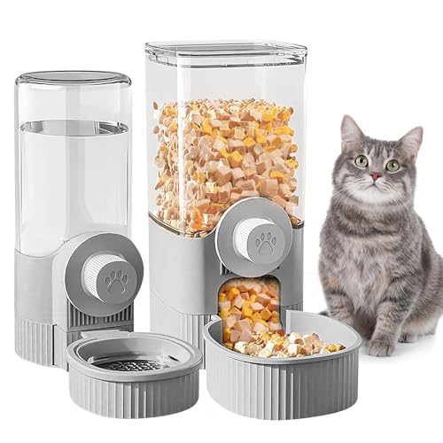 BYZESTY Trinkflasche Kaninchen Automatischer, 2 Stück Hasentränke Automatischer Futter- und Wasserspender, Automatischer Futterspender Hängend für Katzen Meerschweinchen Hamster Kaninchen von BYZESTY