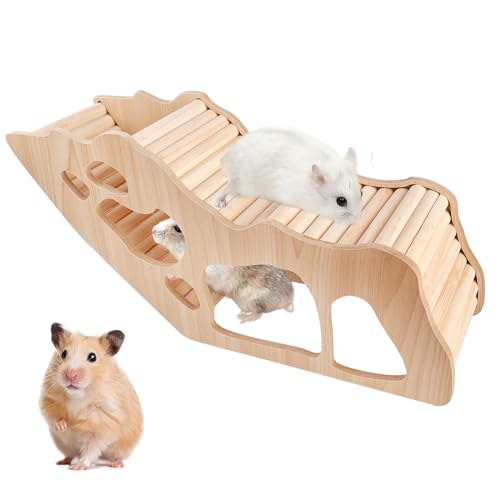 Hamster Haus, Hamster Haus aus Holz, Hamster Tunnel, Hamsterhaus Hamster Versteck, Watchbox Hamster, Zwerghamster Zubehör für Den Käfig für Rennmäuse Ratten Meerschweinchen von BYZESTY