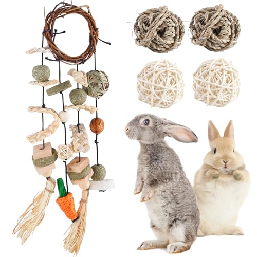 Hamster Kauspielzeug, Kaninchen Kauspielzeug, Hamster-Kauspielzeug, Spielzeug für Kaninchen, Knabberspielzeug, Kaninchen Spielzeug mit 4 Grasball, für Kaninchen, Meerschweinchen, Chinchilla, Hamster Hamster Kauspielzeug, Kaninchen Kauspielzeug, Hamster-Kauspielzeug, Spielzeug für Kaninchen, Knabberspielzeug, Kaninchen Spielzeug mit 4 Grasball, für Kaninchen, Meerschweinchen, Chinchilla, Hamster von BYZESTY