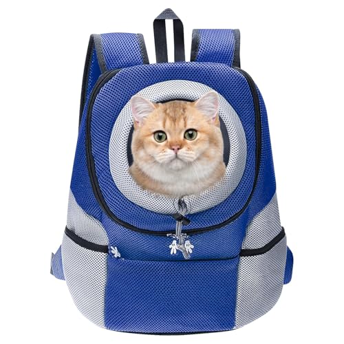 Hunderucksack Katzenrucksack, Tragbare Hunde Rucksack, Atmungsaktive Verstellbar Katzen Rucksack, Katzen Transport Rucksack, Pet Hunderucksack Mit Fenster Für Hunde und Kätzchen (Blau, M) von BYZESTY
