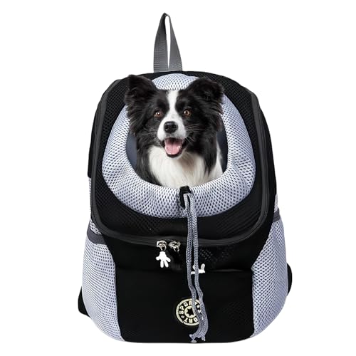 Hunderucksack Katzenrucksack, Tragbare Hunde Rucksack, Atmungsaktive Verstellbar Katzen Rucksack, Katzen Transport Rucksack, Pet Hunderucksack Mit Fenster Für Hunde und Kätzchen (Schwarz, M) von BYZESTY