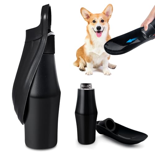 Hundetrinkflasche Für Hund, 750ml Trinkflasche Hunde, 180°Faltbar Hundetrinkflasche, Tragbare Haustier Wasserflasche, Edelstahl Hundetrinkflasche, Trinkflasche Hunde Für Ausbildung (Ganz Schwarz, 1) von BYZESTY