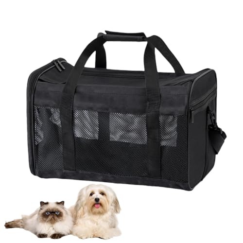 Transporttasche Für Katze Hund, Faltbare Transporttasche Katze, Transportbox Für Kleine, Hunde Transportboxen Mit Einstellbar Schultergurt, Katzentransporttasche Für Auto, Flieger Und Zug(Schwarz, M) Transporttasche Für Katze Hund, Faltbare Transporttasche Katze, Transportbox Für Kleine, Hunde Transportboxen Mit Einstellbar Schultergurt, Katzentransporttasche Für Auto, Flieger Und Zug(Schwarz, M) von BYZESTY
