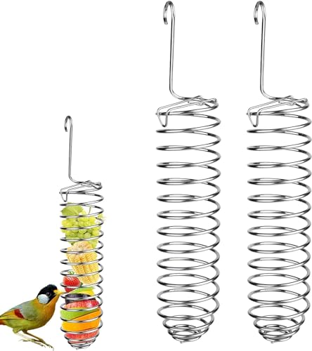 Vogelspielzeug, 2 Stück Edelstahl Futterspender Wellensittich Futterkorb, Obst- und Gemüsehalter, Vögel Käfig Füttern Zubehör für Papagei Sittiche Kakadus Aras Conure Liebesvögel Finken Mynah von BYZESTY