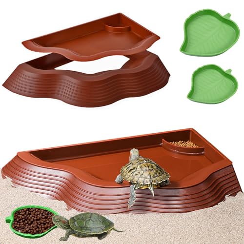 Schildkröten-Wassernapf mit Rampe, Blattfutter- und Wasserschale, Schildkrötenpool, Reptilienbadbecken, Einweichschale – Aquarium-Lebensraum-Zubehör, Größe S, 3 Stück Schildkröten-Wassernapf mit Rampe, Blattfutter- und Wasserschale, Schildkrötenpool, Reptilienbadbecken, Einweichschale – Aquarium-Lebensraum-Zubehör, Größe S, 3 Stück von BZCWHWY