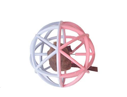 BZVCRTYKL Katzenspielzeugball, Katzenmausballkäfig, Katzenmausspielzeug, interaktives Katzenspielzeug, Quietschmaus, Katzenspielzeug, Katzenmausballspielzeug/29 (Color : Pink Blue) von BZVCRTYKL