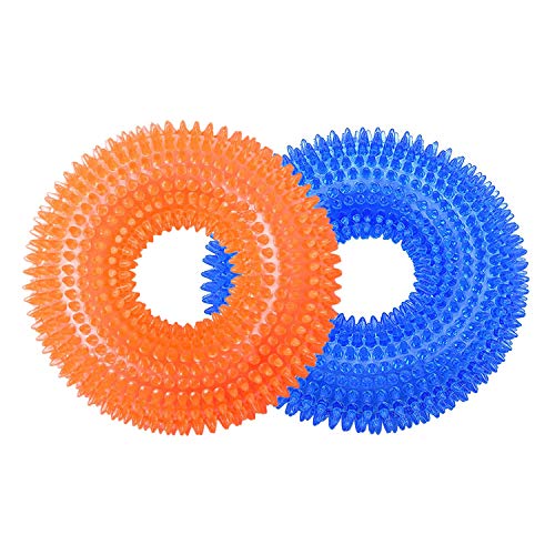 BZVCRTYKL Langlebiges Kauspielzeug for Hunde, Beißring, interaktives, quietschendes Training, Spielzeug for Haustiere, DT036, Ring, Blau/84 (Color : Rings-2 Pack, Size : 5") von BZVCRTYKL