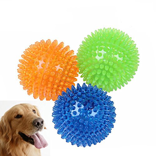 BZVCRTYKL Langlebiges Kauspielzeug for Hunde, Beißring, interaktives, quietschendes Training, Spielzeug for Haustiere, DT036, Ring, Blau/84 (Color : Squeaky Ball-3 Pack, Size : 2.5") von BZVCRTYKL