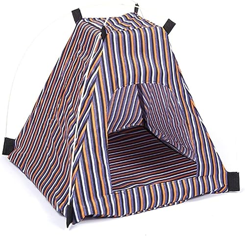 Haustierzelt, atmungsaktives, faltbares, gestreiftes Welpen-Katzenbett, Hunde-Tipi-Haus mit passender Unterlage for kleine, mittelgroße Hunde und Katzen, tragbares Zelt for drinnen und draußen/983 (C von BZVCRTYKL