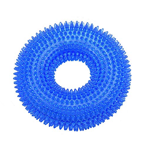 Langlebiges Kauspielzeug for Hunde, Beißring, interaktives, quietschendes Training, Spielzeug for Haustiere, DT036, Ring, Blau/84 (Color : Blue Ring, Size : 5") von BZVCRTYKL