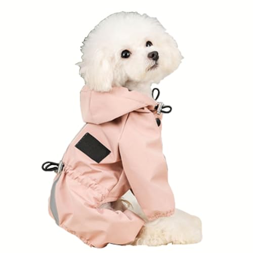BaMfy Dog Raincoat Hunderegenmantel, wasserdichter Hunderegenmantel mit Kapuze, geeignet für kleine und mittelgroße Hunde, mit reflektierenden Streifen (Color : A1, Size : M) von BaMfy