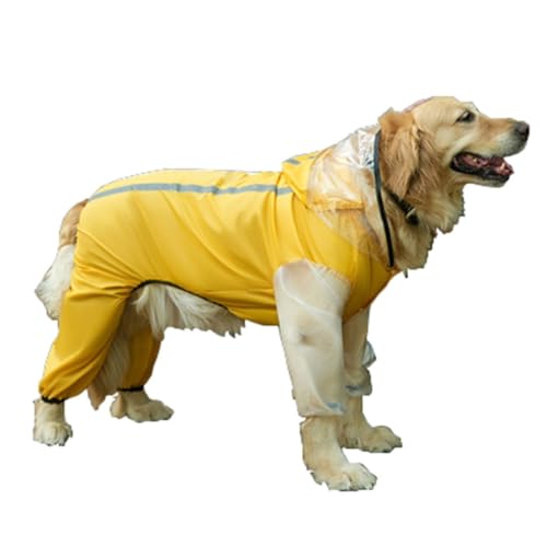 Dog Raincoat Wasserfester Hunde-Regenmantel 4-Fuß Hunde-Regenmantel mit reflektierenden Streifen, geeignet für mittlere und große Hunde (Color : A1, Size : 3XL) von BaMfy