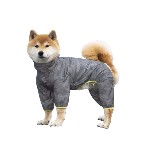 Hund Regenmantel Leichte Haustier Regenjacke, 4-beinige Hund Regenmantel mit reflektierenden Streifen, Geeignet für mittelgroße bis große Hunde (Color : A4, Size : M) von BaMfy