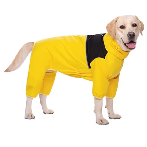 Hund Regenmantel Leichte Haustier Regenjacke, 4-beinige Hund Regenmantel mit reflektierenden Streifen, Geeignet für mittlere bis große Hunde (Color : A3, Size : 3XL) von BaMfy