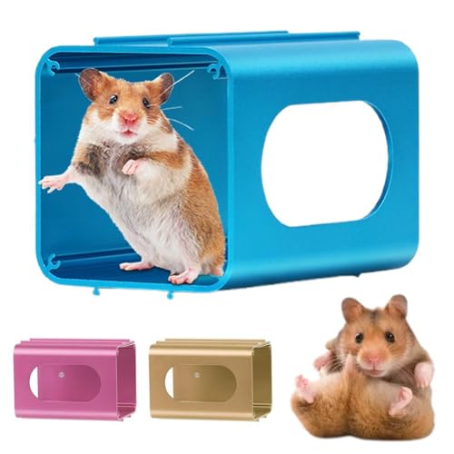 Kühltunnel für Hamster, sofortiges Kühlen, Metallhaus, belüfteter kleiner Haustierkäfig, Versteck aus Aluminium, zum Aufhängen, Spielzeug für Kleintiere, Zwerghamster, syrischer Hamster, Leopard von BaYuYPOO