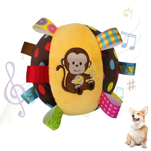 Quietschender Plüschball mit Riemen, 6 Zoll Plüsch Springball Hundespielzeug, weich gefüllter Ball Spielzeug mit Baumwollmaterial und Glocke integriert, Haustier interaktives Apportierball Spielzeug Quietschender Plüschball mit Riemen, 6 Zoll Plüsch Springball Hundespielzeug, weich gefüllter Ball Spielzeug mit Baumwollmaterial und Glocke integriert, Haustier interaktives Apportierball Spielzeug von BaYuYPOO