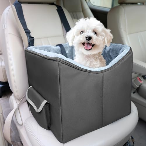 Babenest Hunde Autositz, Sehr Stabiler Auto Erhöhter mit Sicherheitsgurt für Kleine Hunde Reisen, Waschbarer und Große Kapazitäter Auto Hundekorb für Vorder und Rück (Schwaz, S) von Babenest
