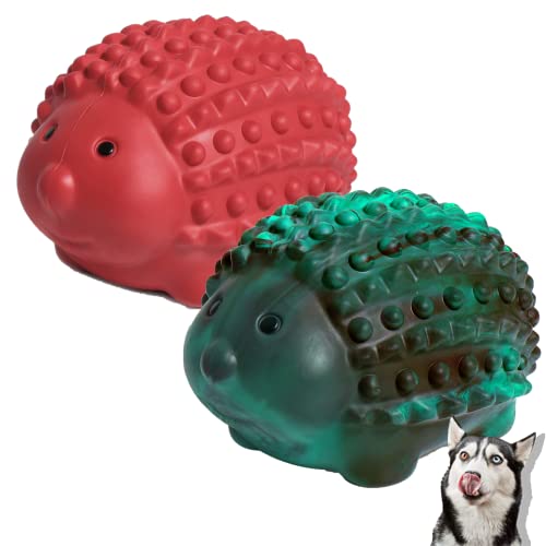 Babezdog Hund Kauspielzeug 2 Pack Interaktive Quietschende Hundespielzeug für Aggressive Kauer Naturkautschuk Unzerstörbar Hundespielzeug für Große Mittlere Hunde von Babezdog
