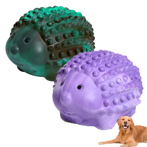 Babezdog Hund Kauspielzeug 2 Pack Interaktive Quietschende Hundespielzeug für Aggressive Kauer Naturkautschuk Unzerstörbar Hundespielzeug für Große Mittlere Hunde von Babezdog