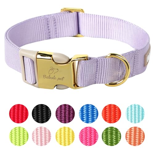 Babole Pet Hundehalsband aus Nylon, verstellbar, Lavendel, weiches Gurtband, für kleine, mittelgroße und große Hunde, Jungen, Mädchen, Welpenhalsband mit Sicherheits-Metallschnalle, Größe XS von Babole Pet