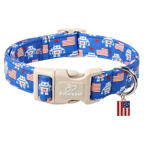 Babole Pet 4. Juli Hundehalsband, Roboter-Stern, gesprenkelt, patriotisches Hundehalsband für mittelgroße Hunde, verstellbar, leicht, Schnellverschluss-Schnalle, Halsband für Jungen und Mädchen, Größe Babole Pet 4. Juli Hundehalsband, Roboter-Stern, gesprenkelt, patriotisches Hundehalsband für mittelgroße Hunde, verstellbar, leicht, Schnellverschluss-Schnalle, Halsband für Jungen und Mädchen, Größe von Babole Pet