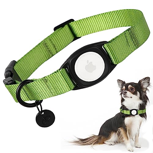 Babole Pet AirTag Hundehalsband, Grün, für große Welpen, 11 Farben, Nylon, integriertes GPS-Halsband mit robuster Schnappschnalle, Hunde-Tracker für Apple iPhone, kleine, mittelgroße Jungen und Babole Pet AirTag Hundehalsband, Grün, für große Welpen, 11 Farben, Nylon, integriertes GPS-Halsband mit robuster Schnappschnalle, Hunde-Tracker für Apple iPhone, kleine, mittelgroße Jungen und von Babole Pet