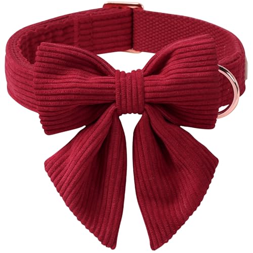 Babole Pet Corduroy Hundehalsband mit Laday-Schleife, verstellbar, strapazierfähig, für kleine, mittelgroße und große Hunde, Weinrot, für den Winter, Weihnachten, Welpen, Fliege, Größe M Babole Pet Corduroy Hundehalsband mit Laday-Schleife, verstellbar, strapazierfähig, für kleine, mittelgroße und große Hunde, Weinrot, für den Winter, Weihnachten, Welpen, Fliege, Größe M von Babole Pet