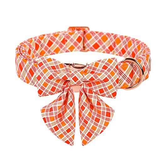 Babole Pet Fall Boy Hundehalsband, Krawatte, orange, gestreift, kariert, männlich, mit Sicherheits-Metallschnalle, verstellbare Welpenhalsbänder für kleine, Halsumfang 34.3 cm,55.9 cm von Babole Pet