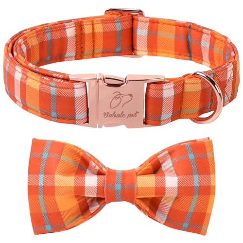 Babole Pet Herbst-Hundehalsband für große Hunde, kariert, mit Schleife, weich, verstellbar, strapazierfähig, mit Sicherheitsschnalle, Größe L von Babole Pet