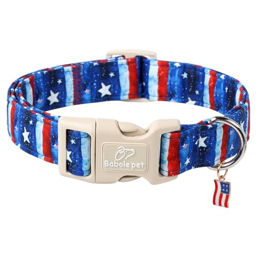 Babole Pet Hundehalsband 4. Juli, Sterne und Streifen, patriotisches Hundehalsband für mittelgroße Hunde, verstellbar, leicht, Schnellverschluss-Schnalle, Halsband für Jungen und Mädchen, Größe M Babole Pet Hundehalsband 4. Juli, Sterne und Streifen, patriotisches Hundehalsband für mittelgroße Hunde, verstellbar, leicht, Schnellverschluss-Schnalle, Halsband für Jungen und Mädchen, Größe M von Babole Pet