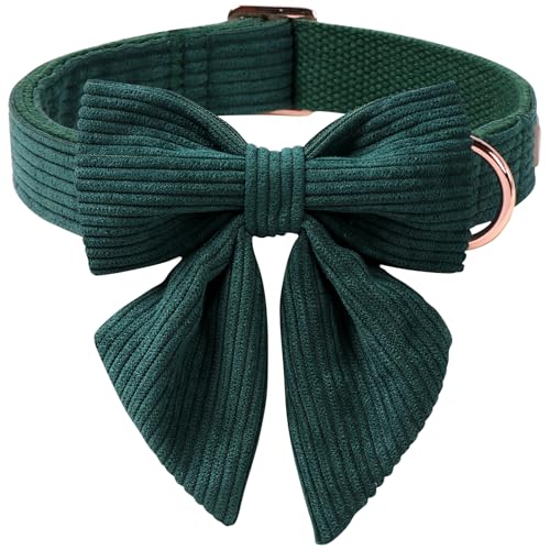 Babole Pet Hundehalsband aus Cord mit Laday-Schleife, verstellbar, strapazierfähig, für kleine, mittelgroße und große Hunde, Grün, Winter, Weihnachten, Fliege, Größe XS Babole Pet Hundehalsband aus Cord mit Laday-Schleife, verstellbar, strapazierfähig, für kleine, mittelgroße und große Hunde, Grün, Winter, Weihnachten, Fliege, Größe XS von Babole Pet
