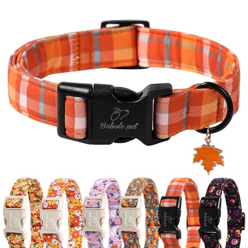 Babole Pet Hundehalsband für Hunde, niedliches orangefarbenes Karomuster, leicht, bequem, verstellbar, für kleine, mittelgroße und große Mädchen, Jungen, Größe XL Babole Pet Hundehalsband für Hunde, niedliches orangefarbenes Karomuster, leicht, bequem, verstellbar, für kleine, mittelgroße und große Mädchen, Jungen, Größe XL von Babole Pet
