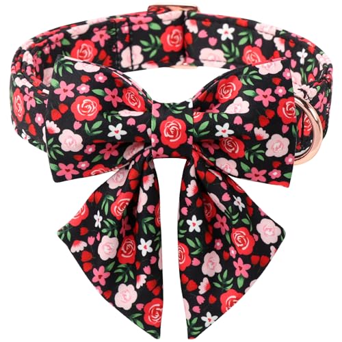 Babole Pet Hundehalsband mit Blumenmuster und Fliege – verstellbar, schwarz, Blumen-Schleife, atmungsaktiv, Komfort, Frühling-Sommer-Hundehalsband für kleine, mittelgroße und große Hunde, Größe L Babole Pet Hundehalsband mit Blumenmuster und Fliege – verstellbar, schwarz, Blumen-Schleife, atmungsaktiv, Komfort, Frühling-Sommer-Hundehalsband für kleine, mittelgroße und große Hunde, Größe L von Babole Pet