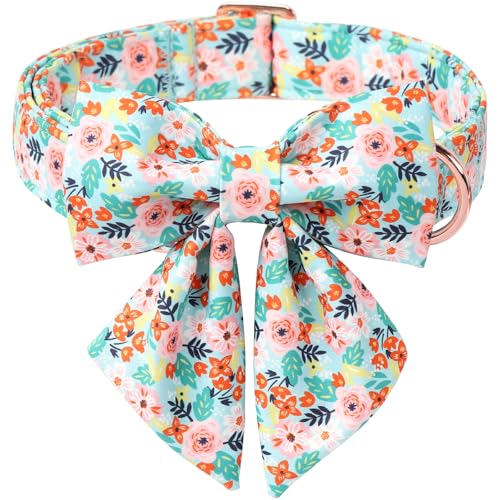 Babole Pet Hundehalsband mit Blumenmuster und Fliege – verstellbares blaues Blumenhalsband mit Schleife, atmungsaktiv, Komfort, Frühling-Sommer-Hundehalsband für kleine, mittelgroße und große Hunde Babole Pet Hundehalsband mit Blumenmuster und Fliege – verstellbares blaues Blumenhalsband mit Schleife, atmungsaktiv, Komfort, Frühling-Sommer-Hundehalsband für kleine, mittelgroße und große Hunde von Babole Pet