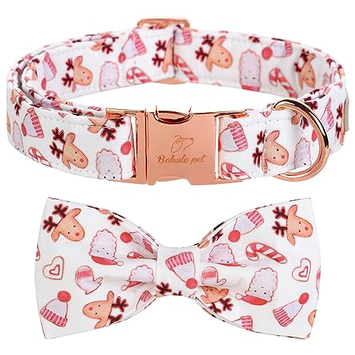 Babole Pet Hundehalsband mit Fliege, Weihnachtsmann, mit Sicherheits-Metallschnalle, verstellbar, für kleine, mittelgroße und große Hunde, Größe XS, Halsumfang 20,3 - 30,5 cm, Weiß / Rosa Babole Pet Hundehalsband mit Fliege, Weihnachtsmann, mit Sicherheits-Metallschnalle, verstellbar, für kleine, mittelgroße und große Hunde, Größe XS, Halsumfang 20,3 - 30,5 cm, Weiß / Rosa von Babole Pet