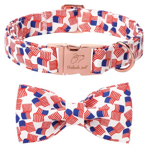 Babole Pet Hundehalsband mit Fliege mit amerikanischer Flagge, 4. Juli, US-Flagge, Fliege, Unabhängigkeitstag, Sicherheit, patriotisches Hundehalsband für kleine, mittelgroße und große Hunde, XL Babole Pet Hundehalsband mit Fliege mit amerikanischer Flagge, 4. Juli, US-Flagge, Fliege, Unabhängigkeitstag, Sicherheit, patriotisches Hundehalsband für kleine, mittelgroße und große Hunde, XL von Babole Pet