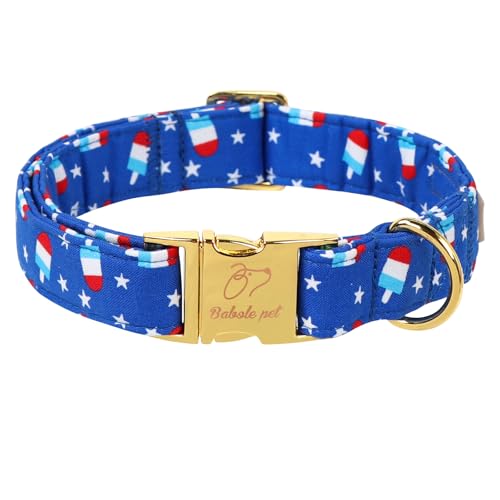 Babole Pet Hundehalsband zum 4. Juli, blaue Flagge, Popsicle patriotisches Haustierhalsband mit Metallschnalle, verstellbares Sommerurlaubs-Hundehalsband für kleine, mittelgroße und große Hunde, Größe Babole Pet Hundehalsband zum 4. Juli, blaue Flagge, Popsicle patriotisches Haustierhalsband mit Metallschnalle, verstellbares Sommerurlaubs-Hundehalsband für kleine, mittelgroße und große Hunde, Größe von Babole Pet