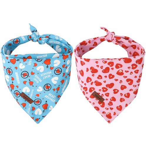 Babole Pet Hundehalstücher für Valentinstag, rosa und blau, Herzmuster, für Jungen und Mädchen, niedliches Urlaubs-Bandana für Welpen, kleine Hunde und Katzen, 2 Stück Babole Pet Hundehalstücher für Valentinstag, rosa und blau, Herzmuster, für Jungen und Mädchen, niedliches Urlaubs-Bandana für Welpen, kleine Hunde und Katzen, 2 Stück von Babole Pet